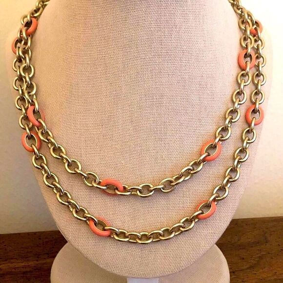 J.Crew | Enamel and Gold Tone Link Necklace | 38” Length - Picture 1 of 4